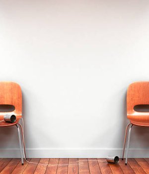 Two chairs with tin can phone(Computer Generated Rendering)